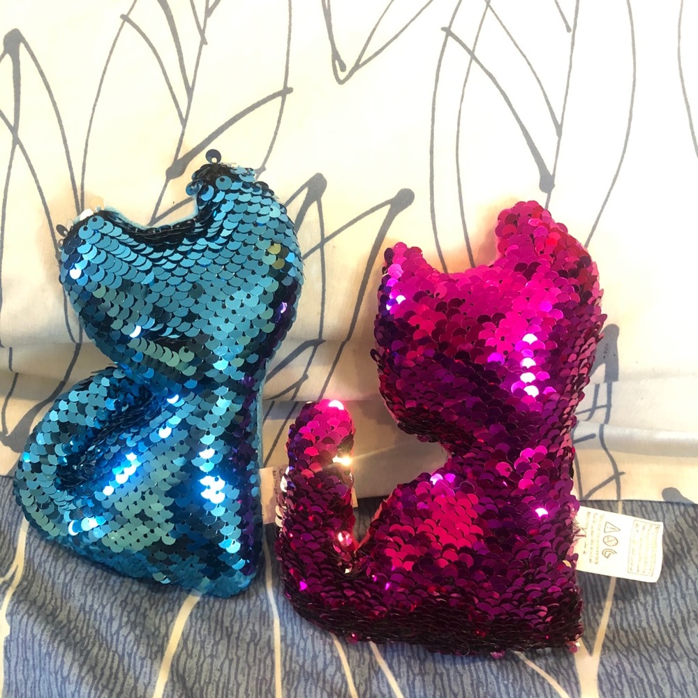 Pink and Blue Reversible Sequin Kittens 💖💙